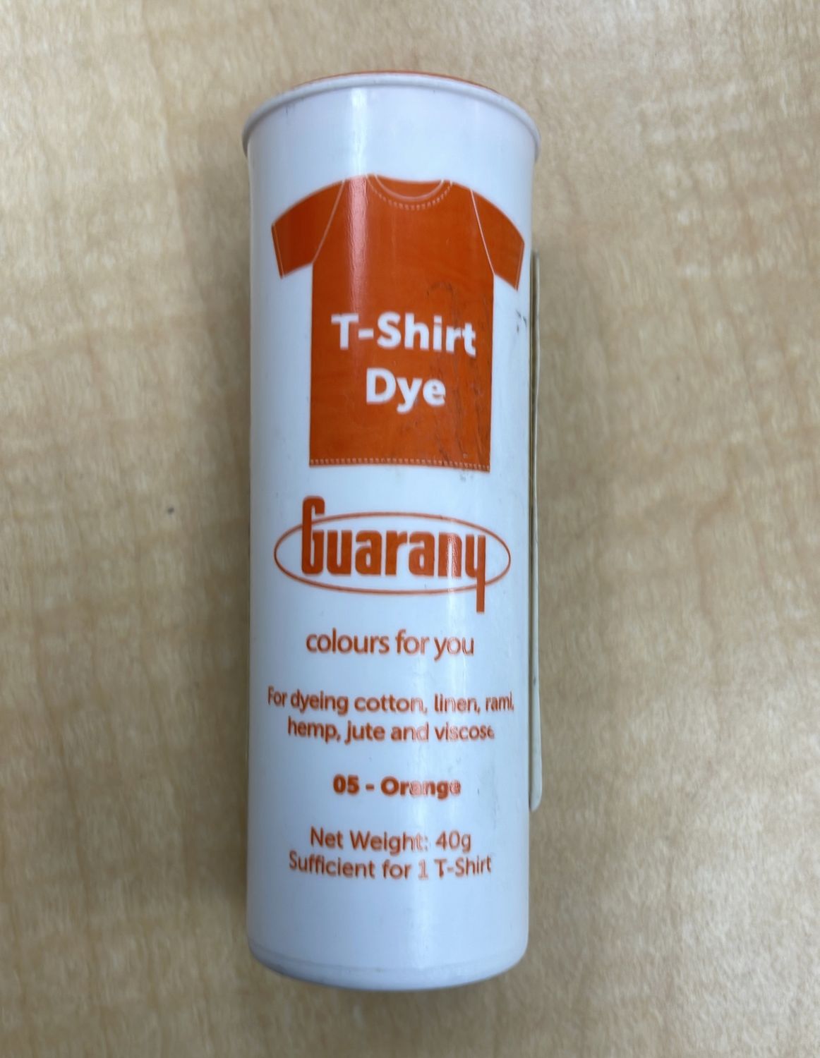 [ 7891988059738 ] FABRIC DYE GUAR T-SHIRT 40GR - ORANGE per Each
