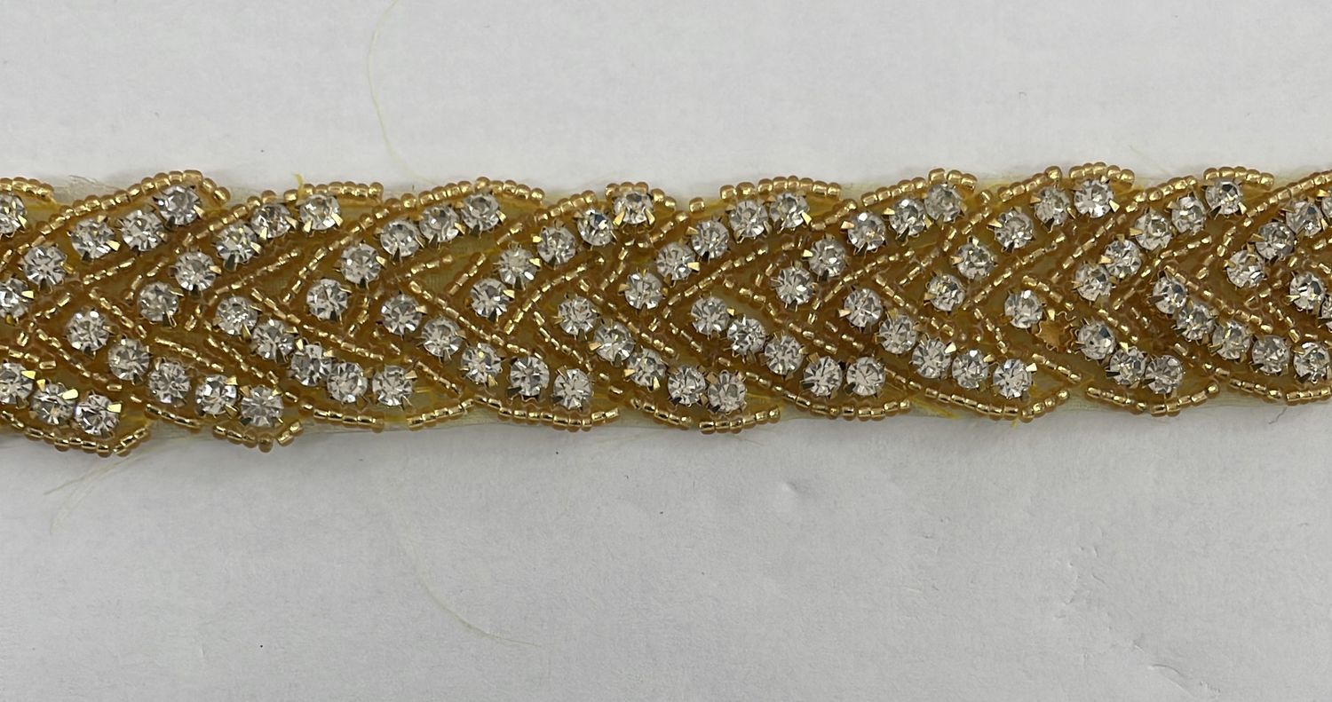 [ 23338 ] Diamante Braids-BRD-2.5cm-GOLD-02 per Meter