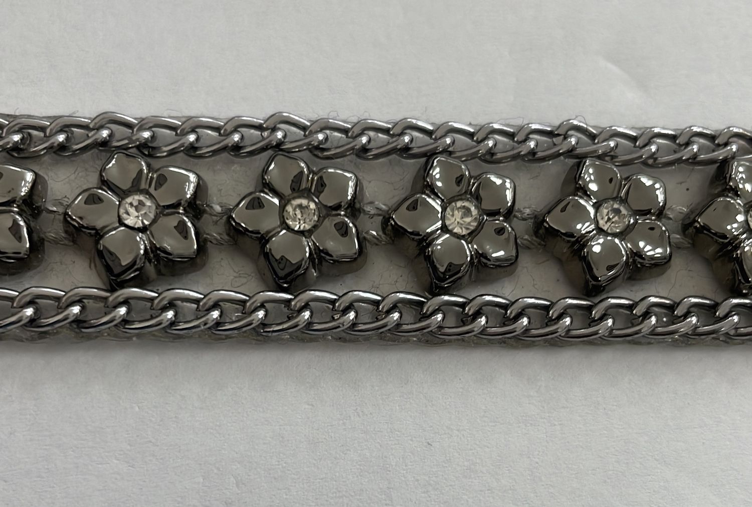 [ BRDH-G17A-66F-3 ] BraidDiamanteHotFixChain-GUNMETAL per Meter