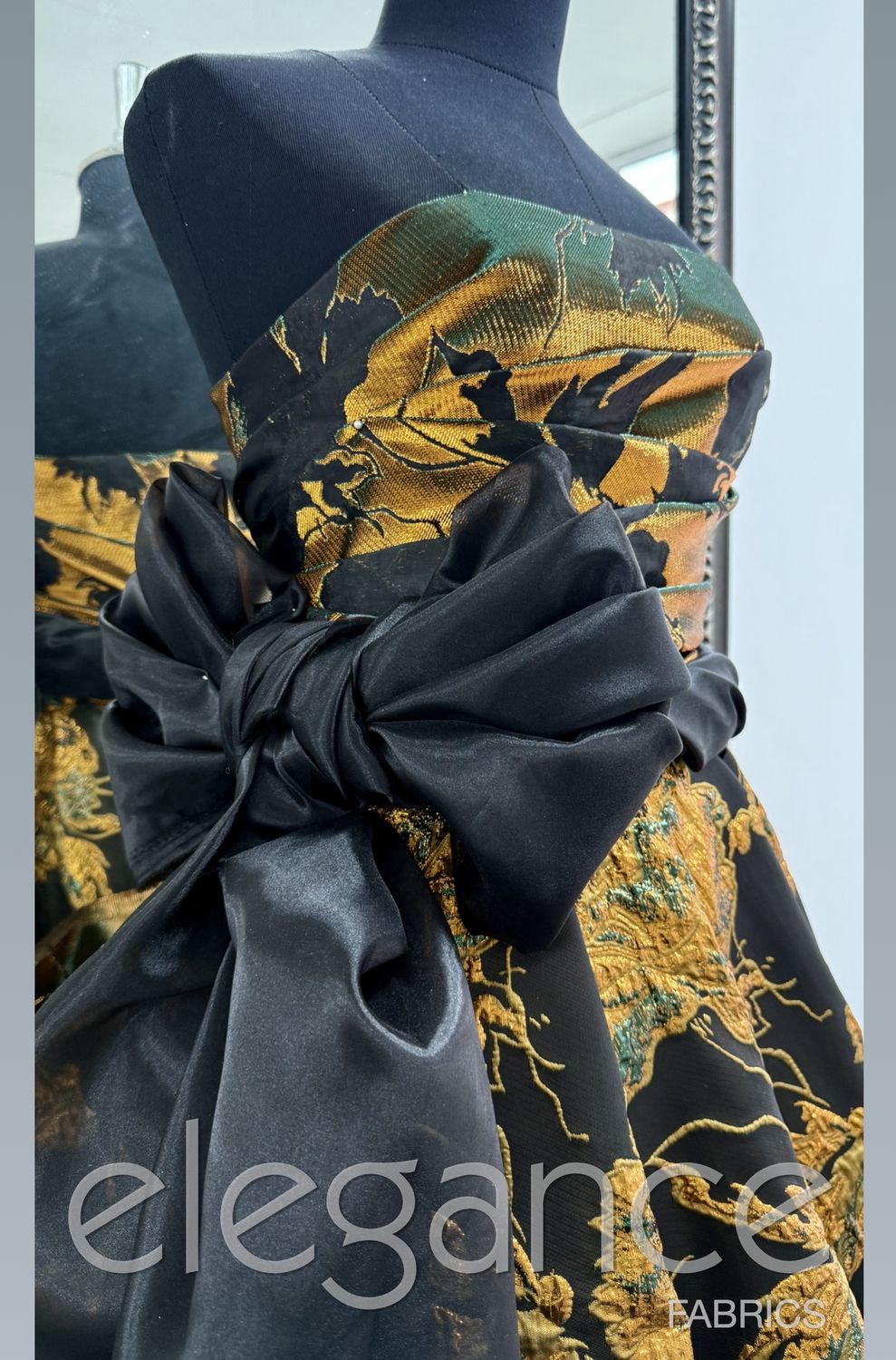 Dress Fabric Brocade -per m-150-02-Black Gold