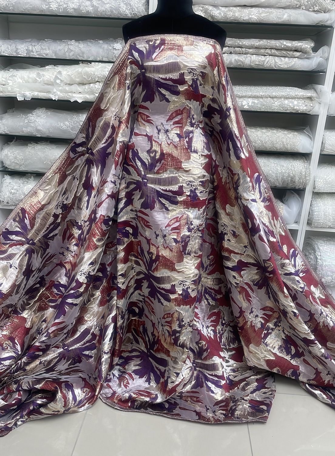 Dress Fabric Brocade-per m-137-03-Purple