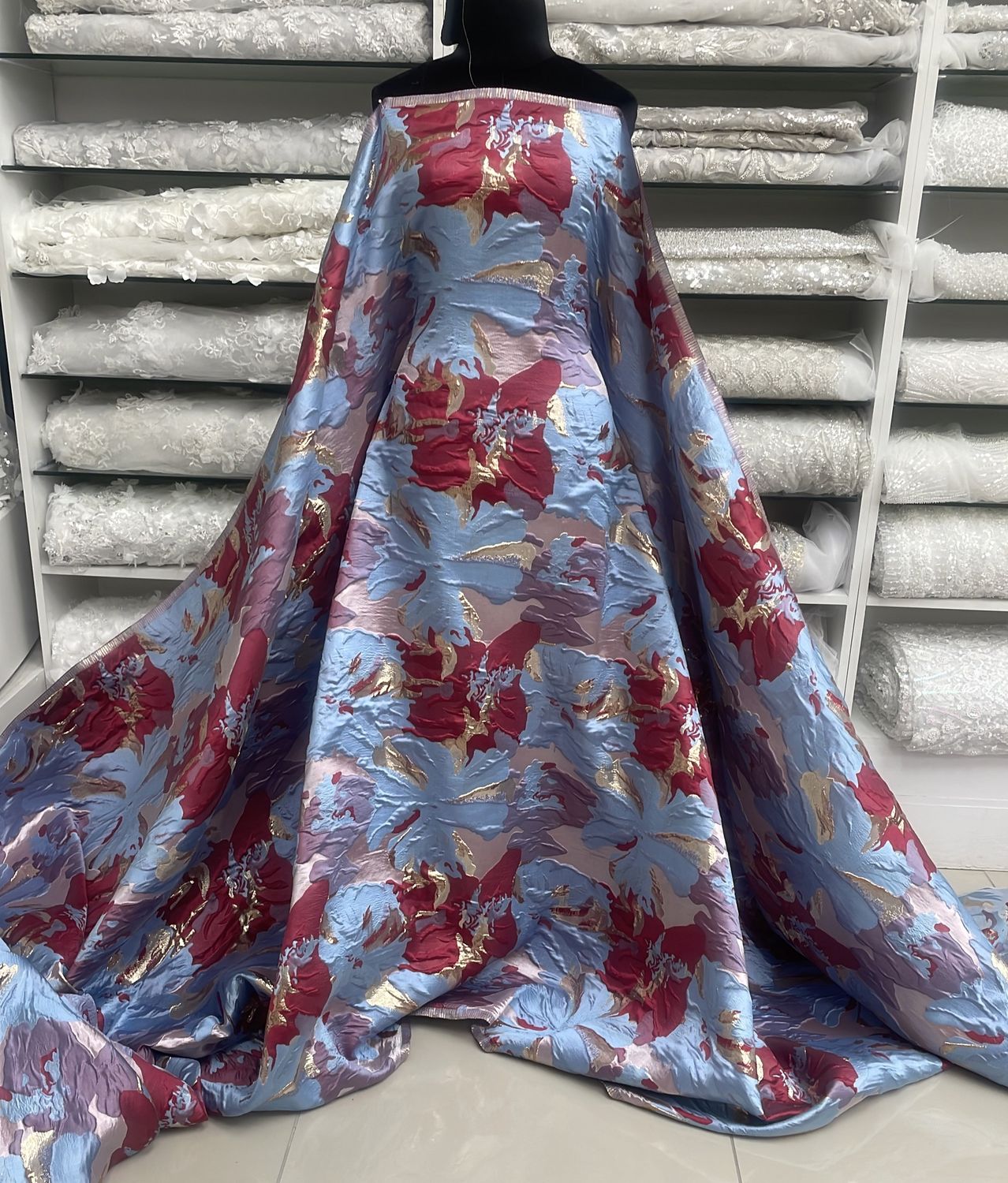 Dress Fabric Brocade-per m-137-04-Periwinkle