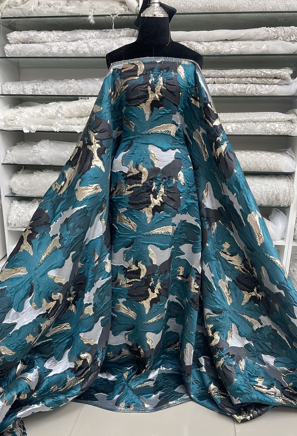 Dress Fabric Brocade-per m-137-02-Jade