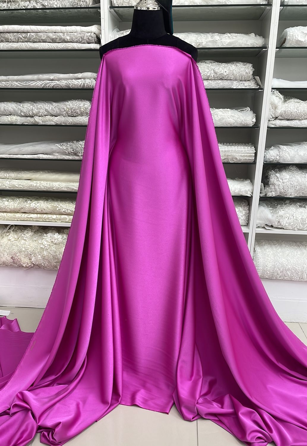 [ 18840 ] Crepe Crispy Plain Dyed/150cm/5g/CERISE Col 41 - per Meter