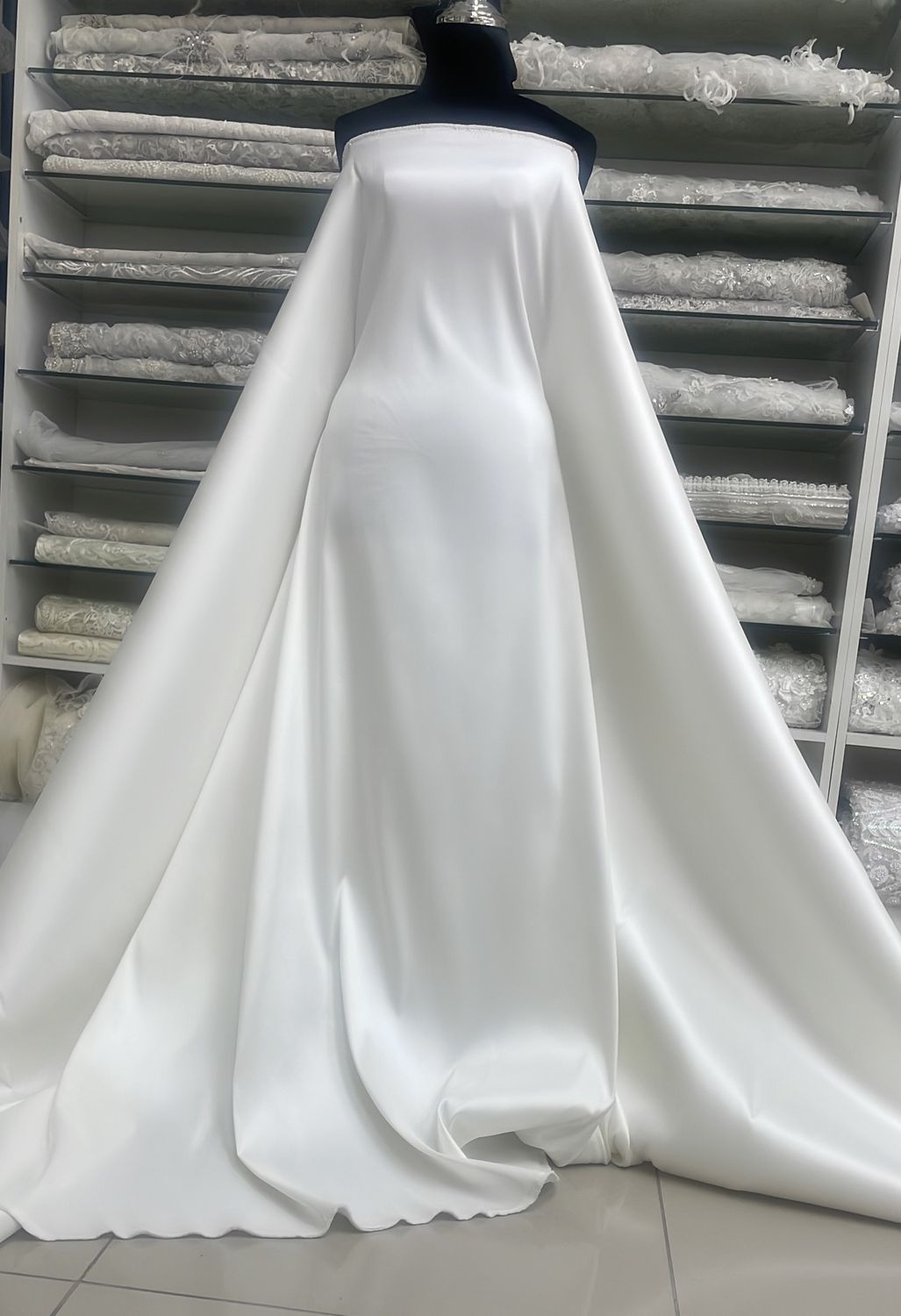 Wedding Dress Fabric Mikado Stretch-ROR3803-150-RI1-Silk White-per m-150-RI1-Silk White