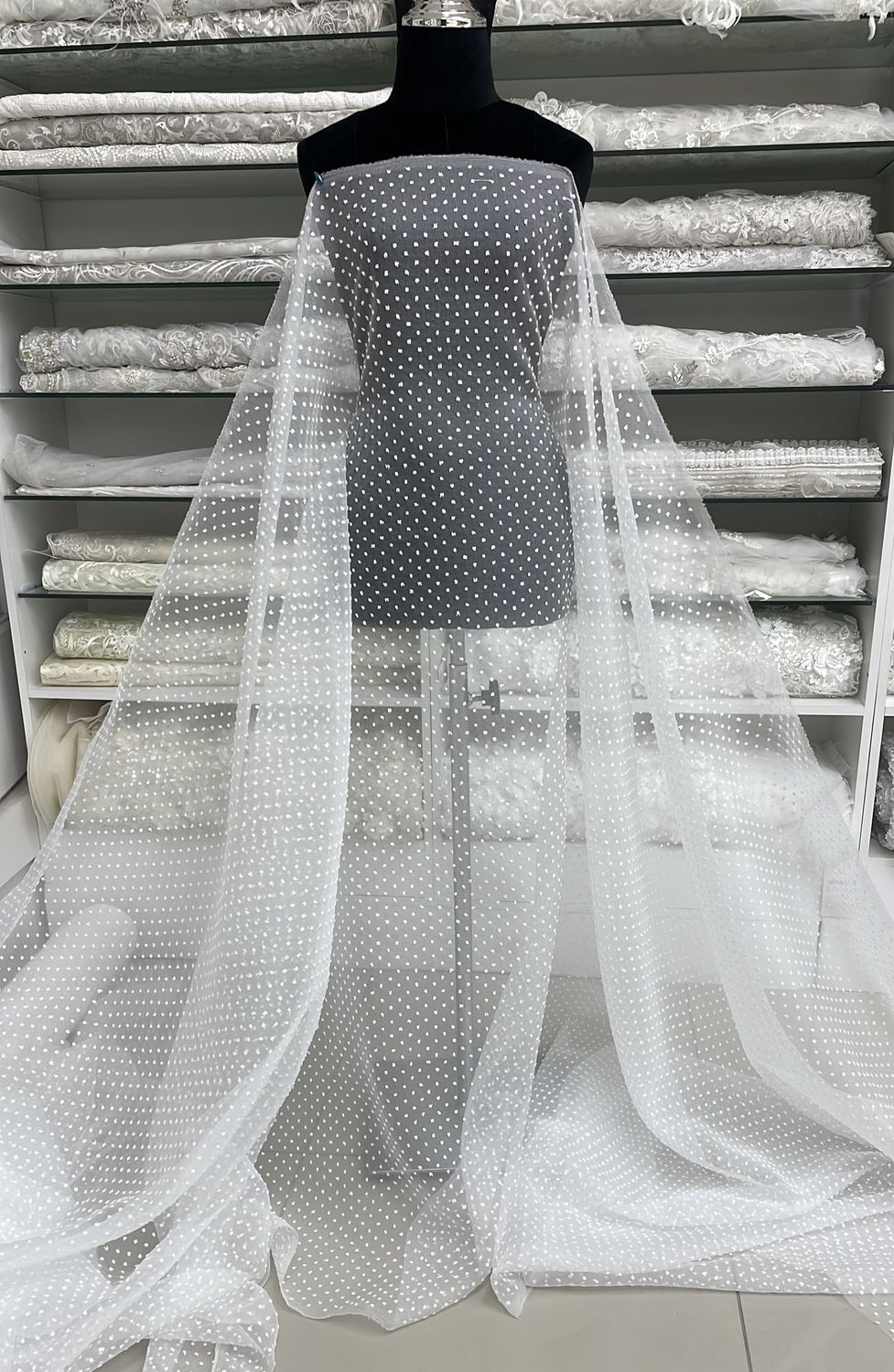 Wedding Dress Fabric Dobby Organza ROR7746-150-RW2-Silk White-per m-150-RW2-Silk White