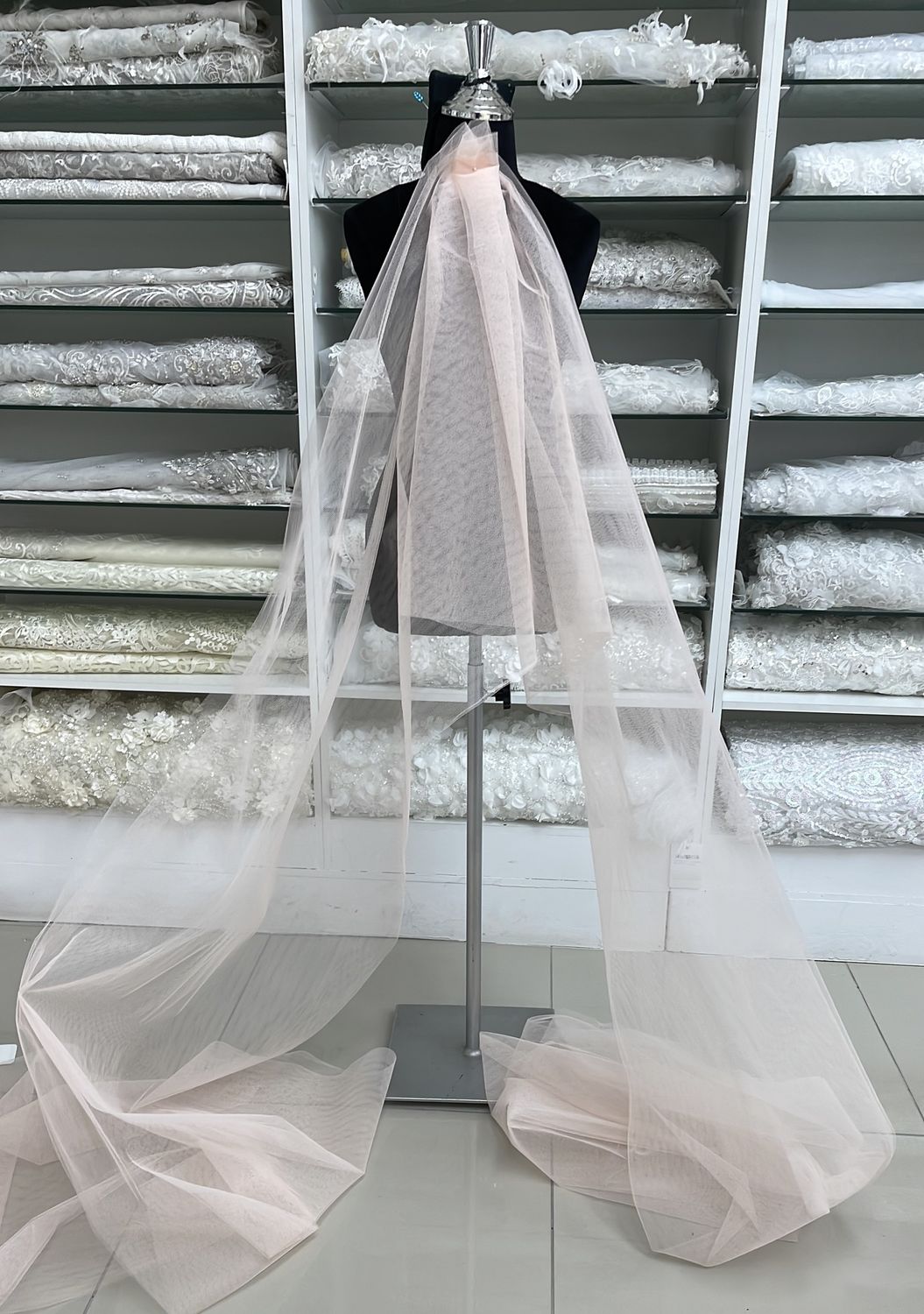 Dress Net Hexagonal (old FF9) Wedding Dress Fabric-per m-150-0- Peach Champagne