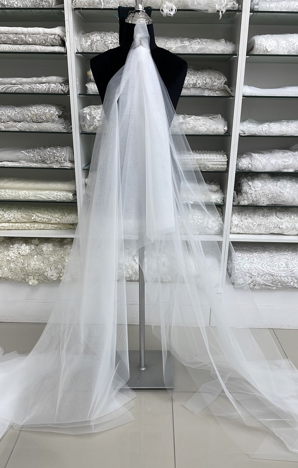 Diamond Veiling NON-SPARKLE Wedding Dress Fabric-per m-3000-0-Silk White