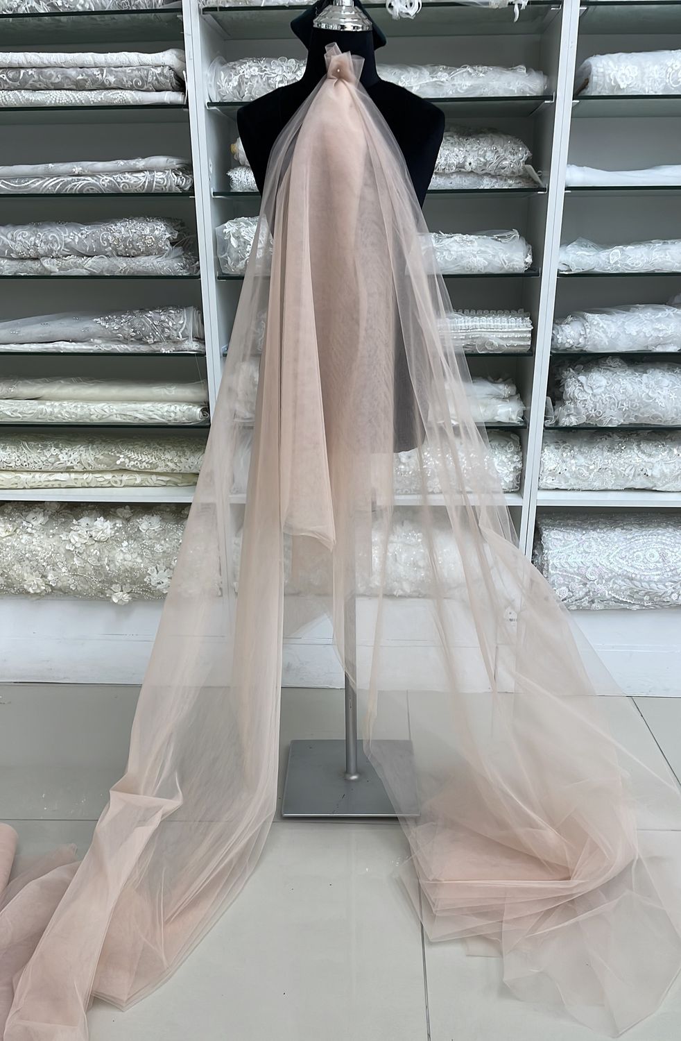 Diamond Veiling NON-SPARKLE Wedding Dress Fabric-per m-3000-0-Toasted Almond