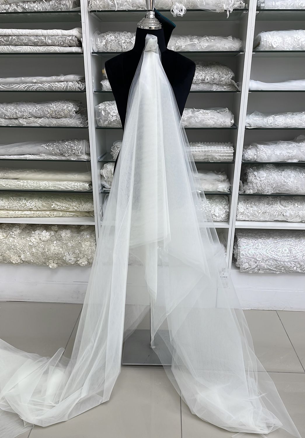 Diamond Veiling NON-SPARKLE Wedding Dress Fabric-per m-3000-0-Ivory