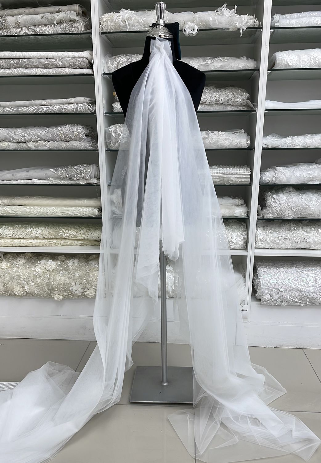 Diamond Veiling NON-SPARKLE Wedding Dress Fabric-per m-3000-0-White