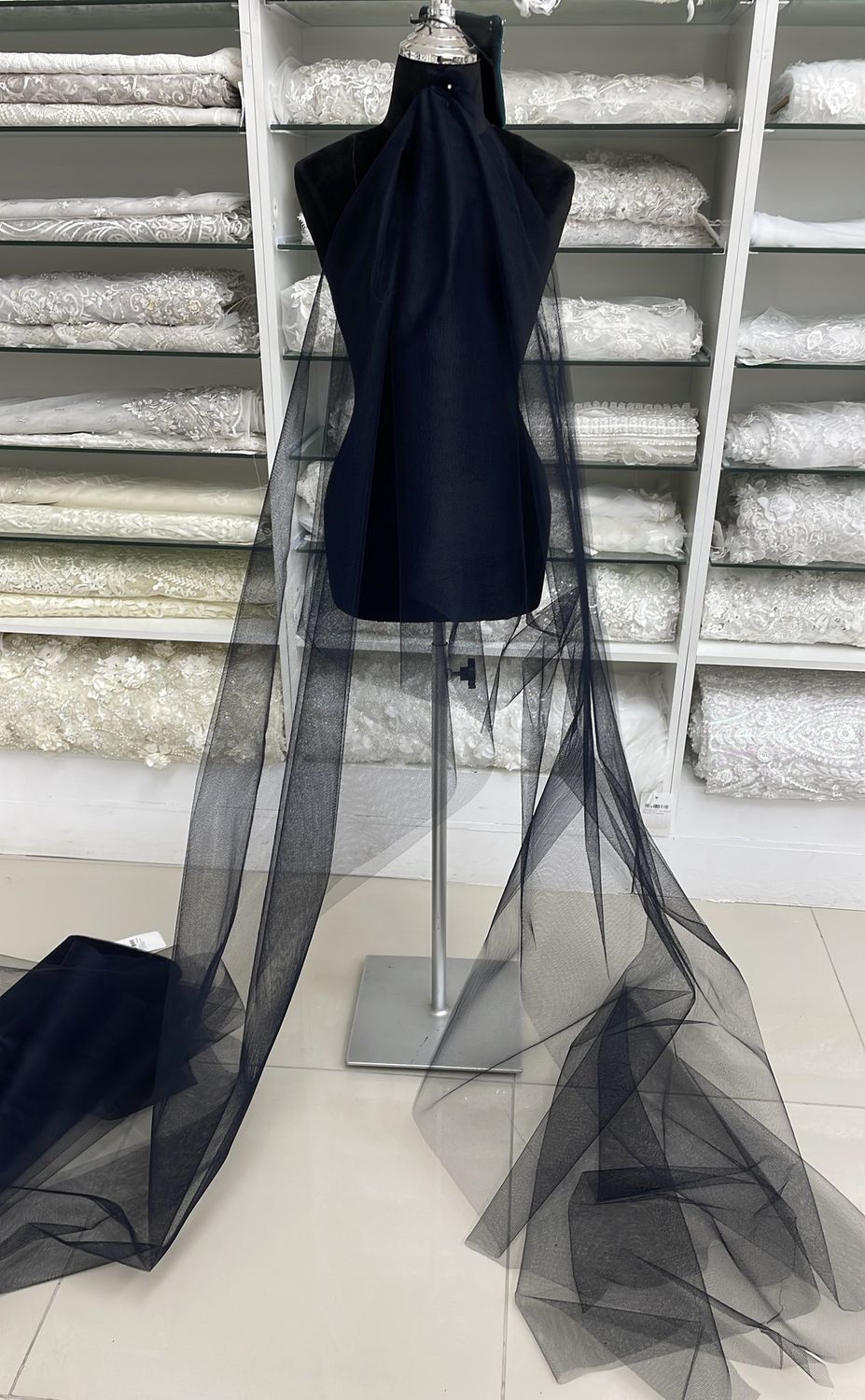 Dress Net Hexagonal (old FF9) Wedding Dress Fabric-per m-150-0-Black