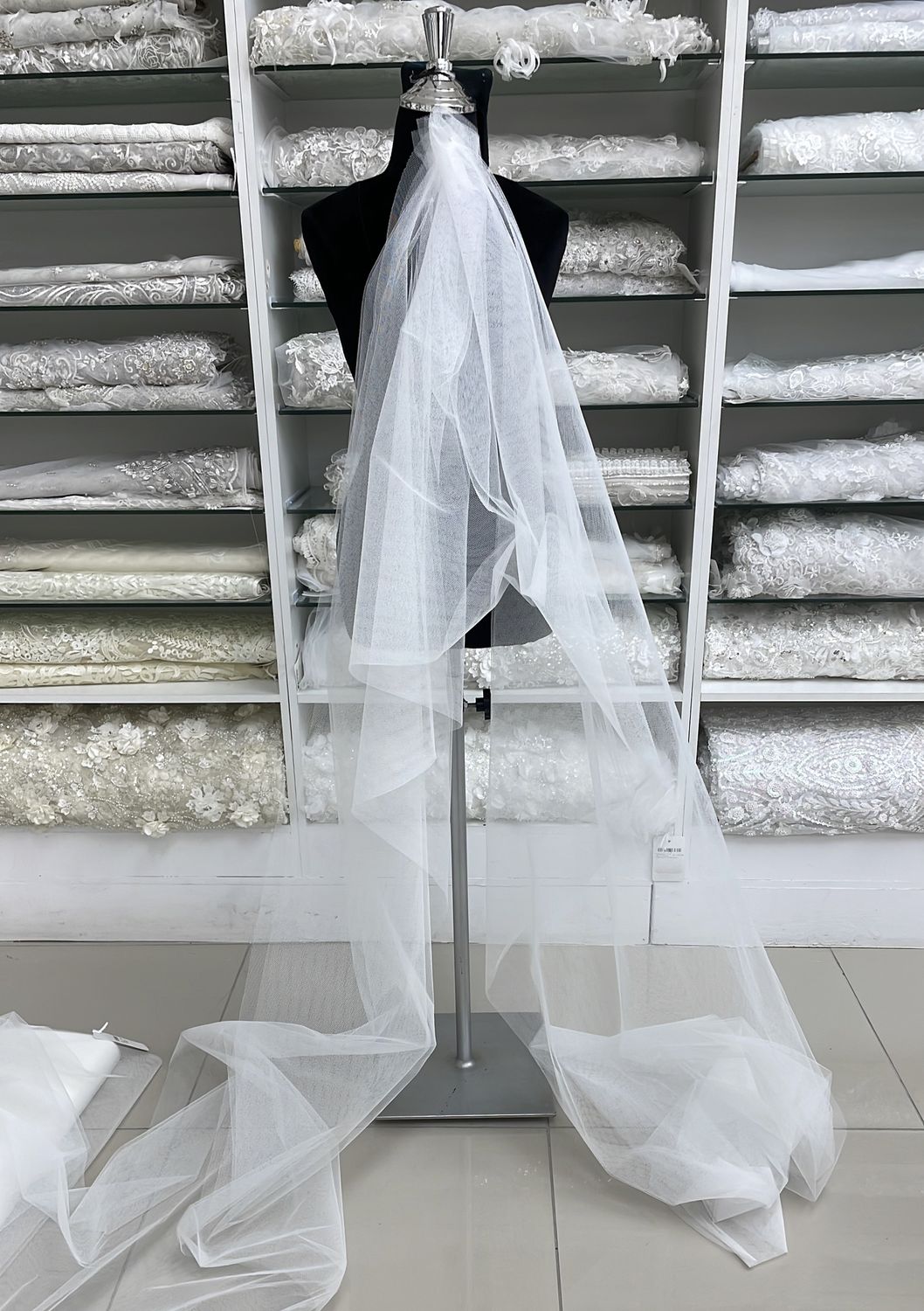 Dress Net Hexagonal (old FF9) Wedding Dress Fabric-per m-150-0-Silk White