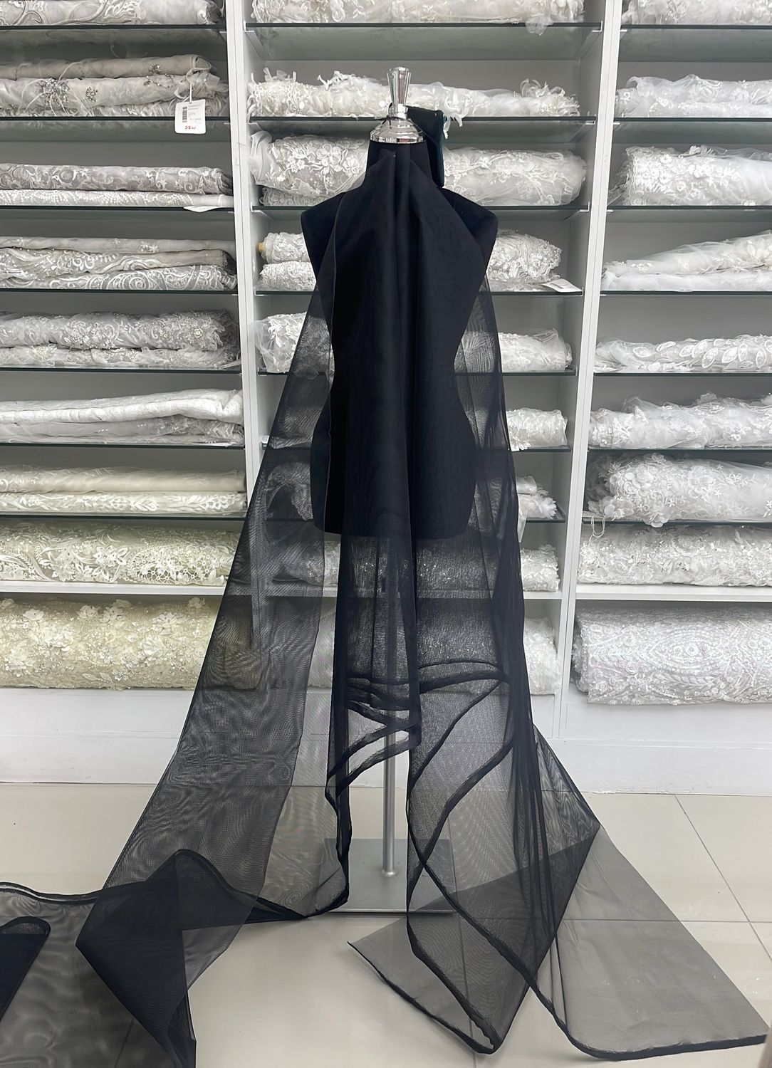 [ 25231 ] TULLE HORSE HAIR-180cm-99-BLACK per Meter
