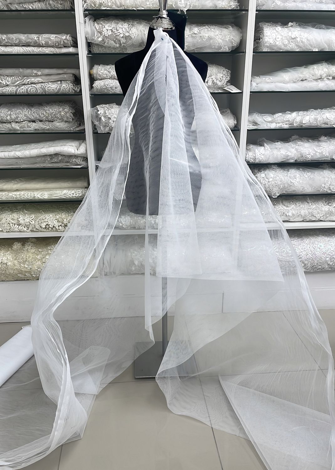 [ 24285 ] Tulle Horse Hair/5582/White-170cm-01-White per Meter