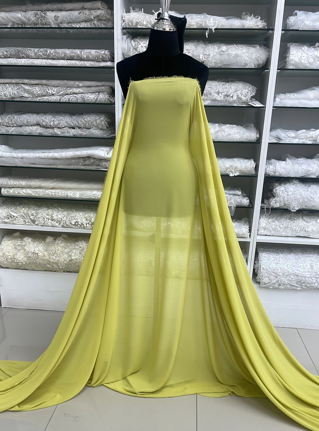 [ GD-G14B10115-69 ] GeorgetteDouble 150 - Lime per Meter