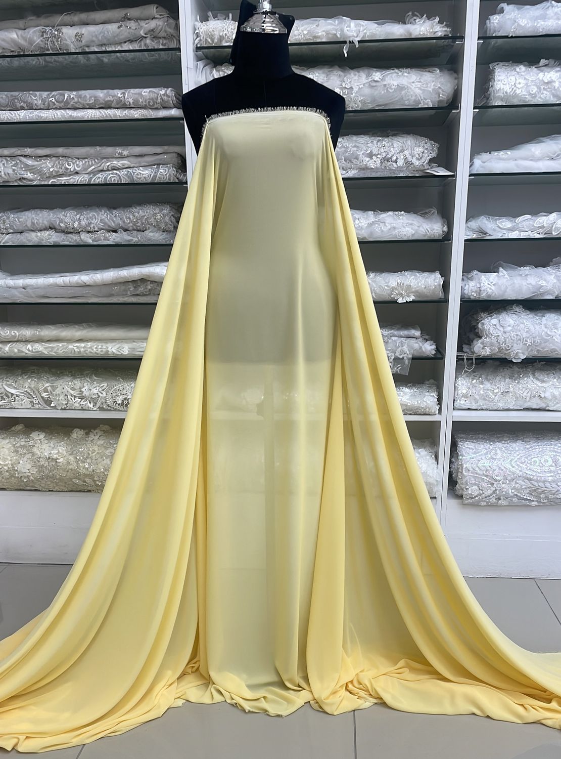 [ 15092 ] Georgette Plain Dyed/150cm/5g/Butter per Meter