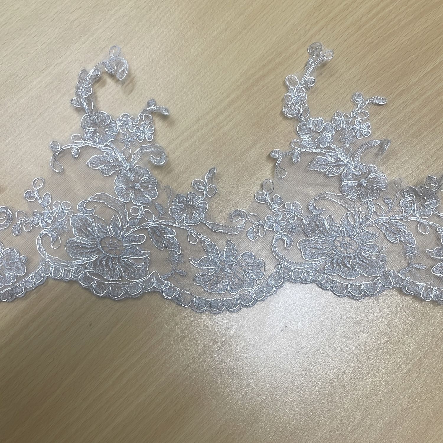 [ LAC-ROR10943 ] Lace Corded Border 170mm - Ivory Silver per Meter