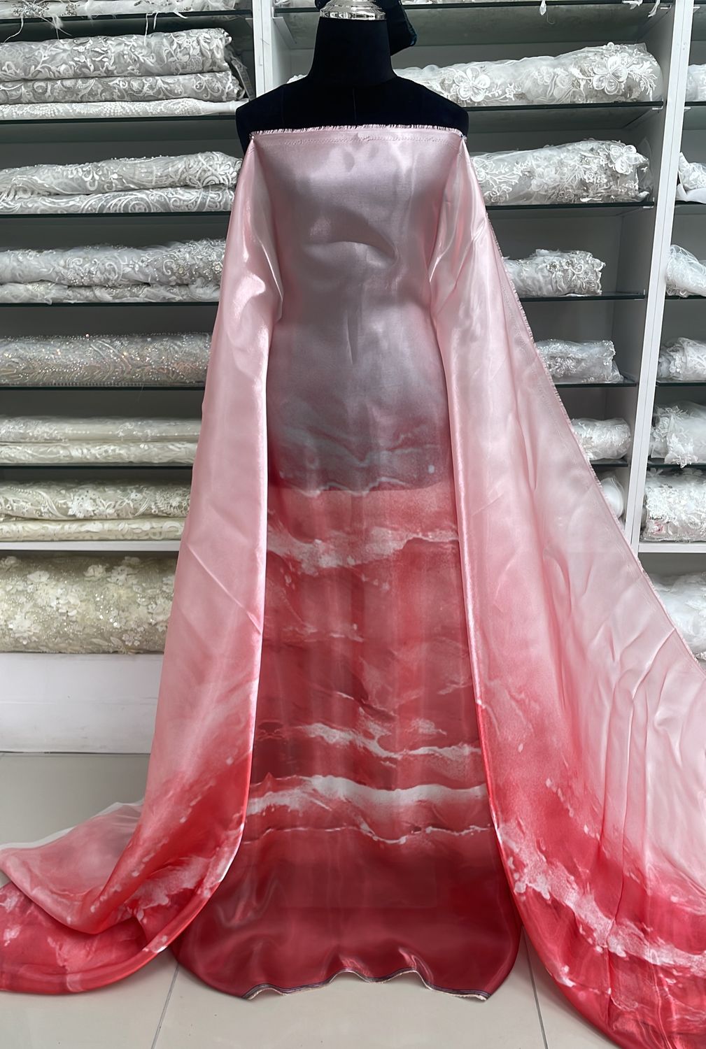 Dress Fabric Glazed Organza Printed-per m-150-03-RED
