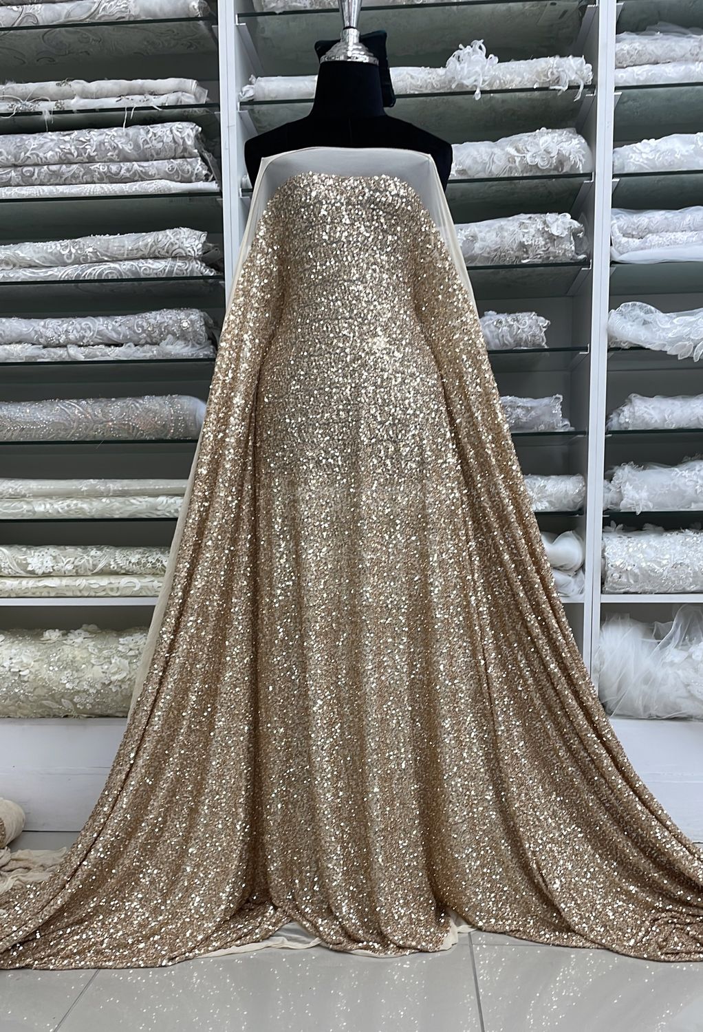 Dress Fabric Mesh Sequins-per m-137-02-GOLD