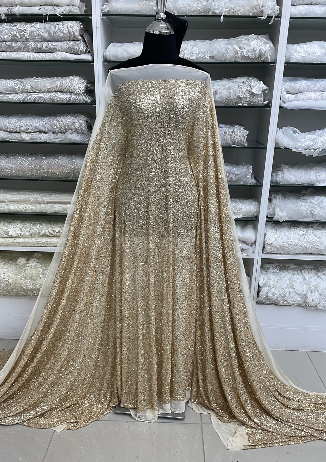 Dress Fabric Mesh Sequins-per m-137-08-GOLD