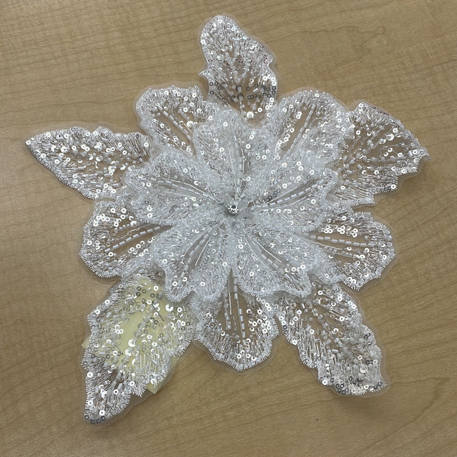 Wedding Dress Fabric Motiff Beaded-per each-137-01-WHITE