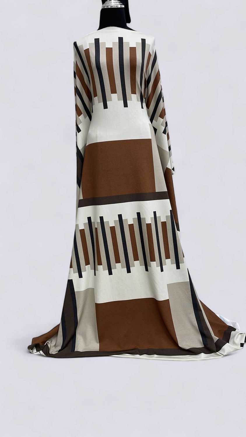 Knit [ KVS-MI-16920-3 ] KnitViscoseStretch 145-CopperBeigeCream per Meter