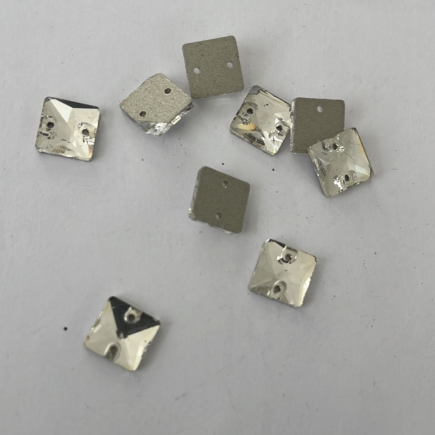 [ GC-HW-10MMS ] Glass Crystal Clear Foiled Square Sew On per Each