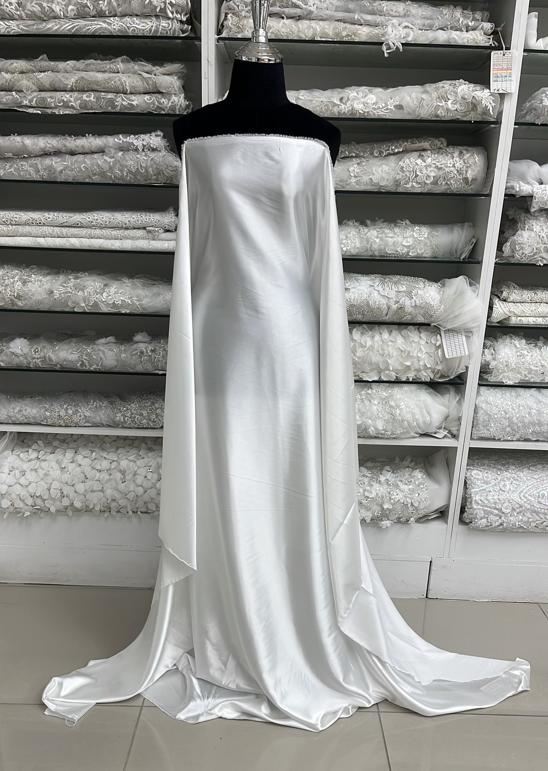 [ 16944 ] Satin Stretch Plain Dyed/150/5g/IVORY per Meter