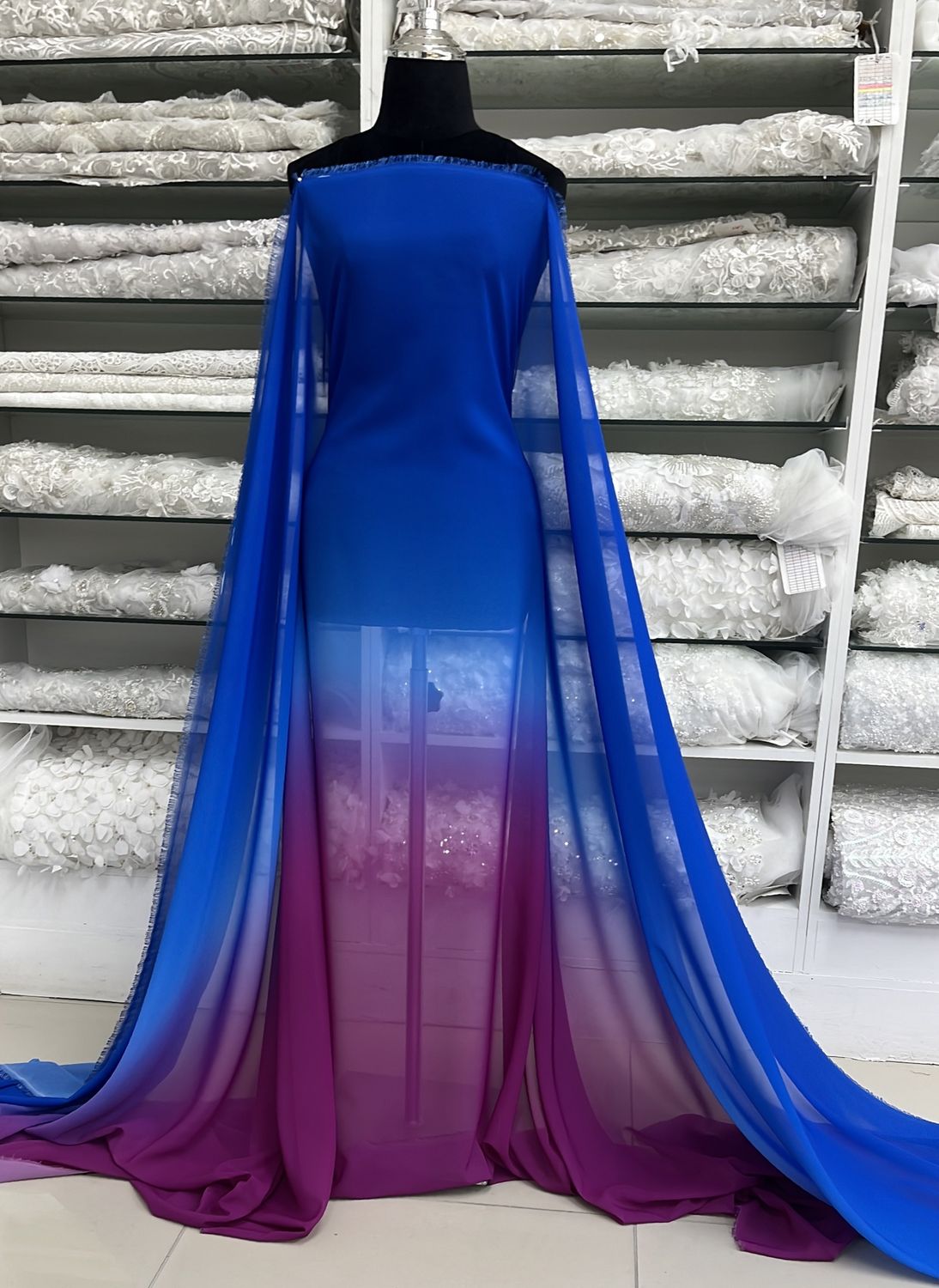 [ 18471 ] Chiffon Ombre/150cm/5g/ROYAL &amp; MAGENTA per Meter