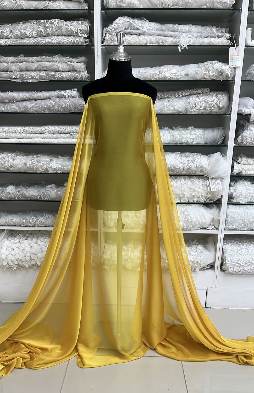 [ 18858 ] Chiffon Cationic/150cm/5g/MUSTARD per Meter