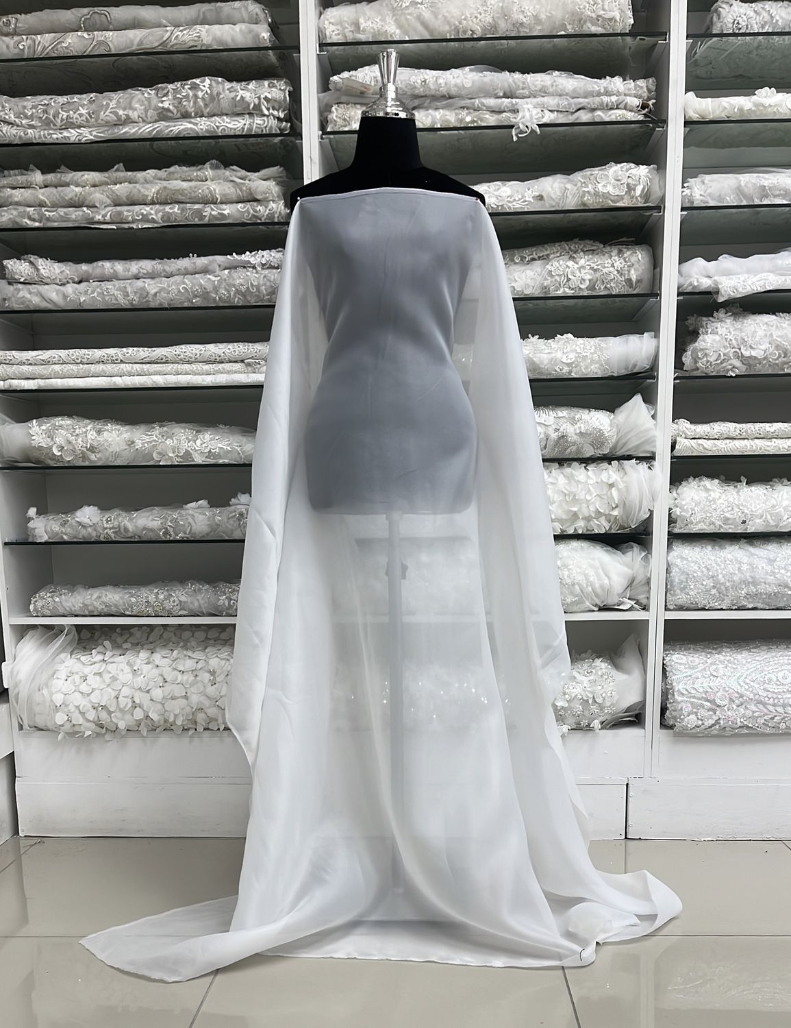 [ 18895 ] Organza Matt/150cm/5g/WHITE per Meter