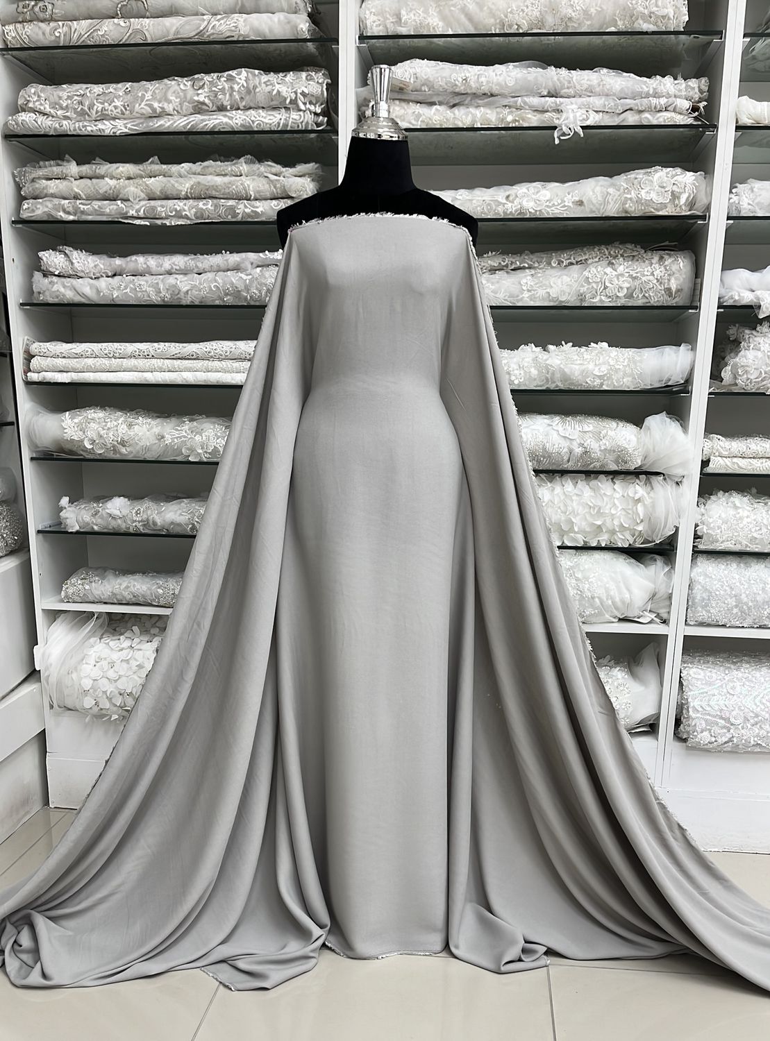 [ 19312 ] Silk Crepe Georgette/140cm/15g/GREY per Meter