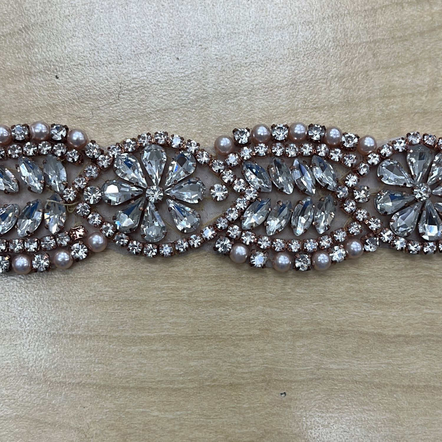 [ 23340 ] Diamante Braids-BRD-2.5cm-ROSE GOLD-03 per Meter