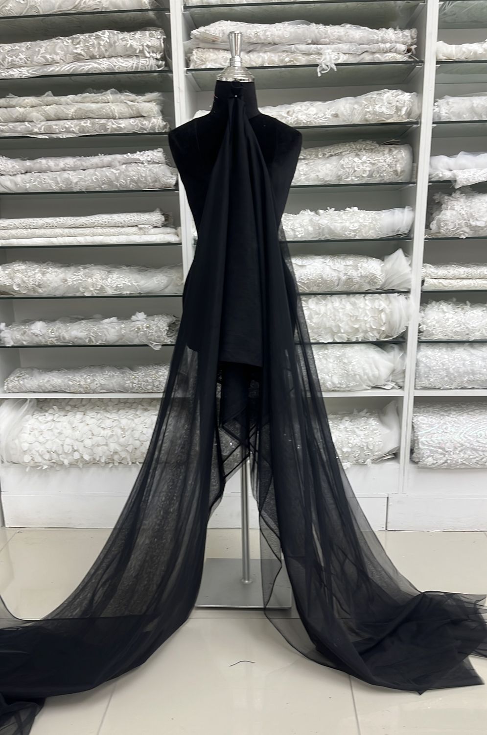 [ 24544 ] Swiss Tulle 3000mm - Black - 01 per Meter