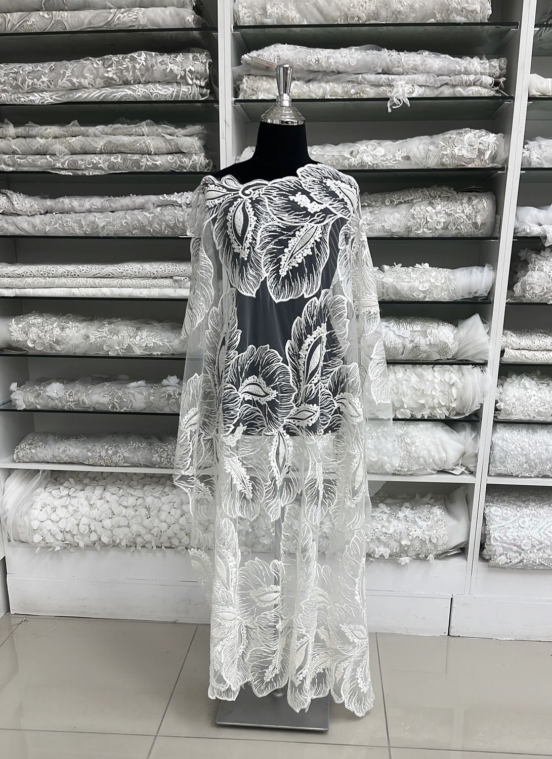 [ 24561 ] TulleEmbBead-126054-137-04-Ivory/Ivory per Meter