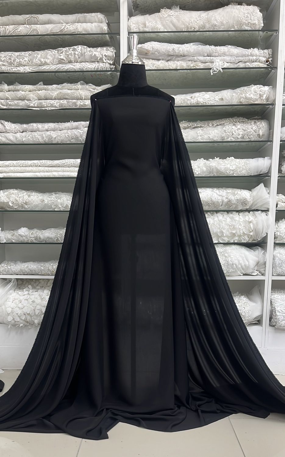 [ 24931 ] Abaya Nida 'Asawer'-160-99-Black per Meter