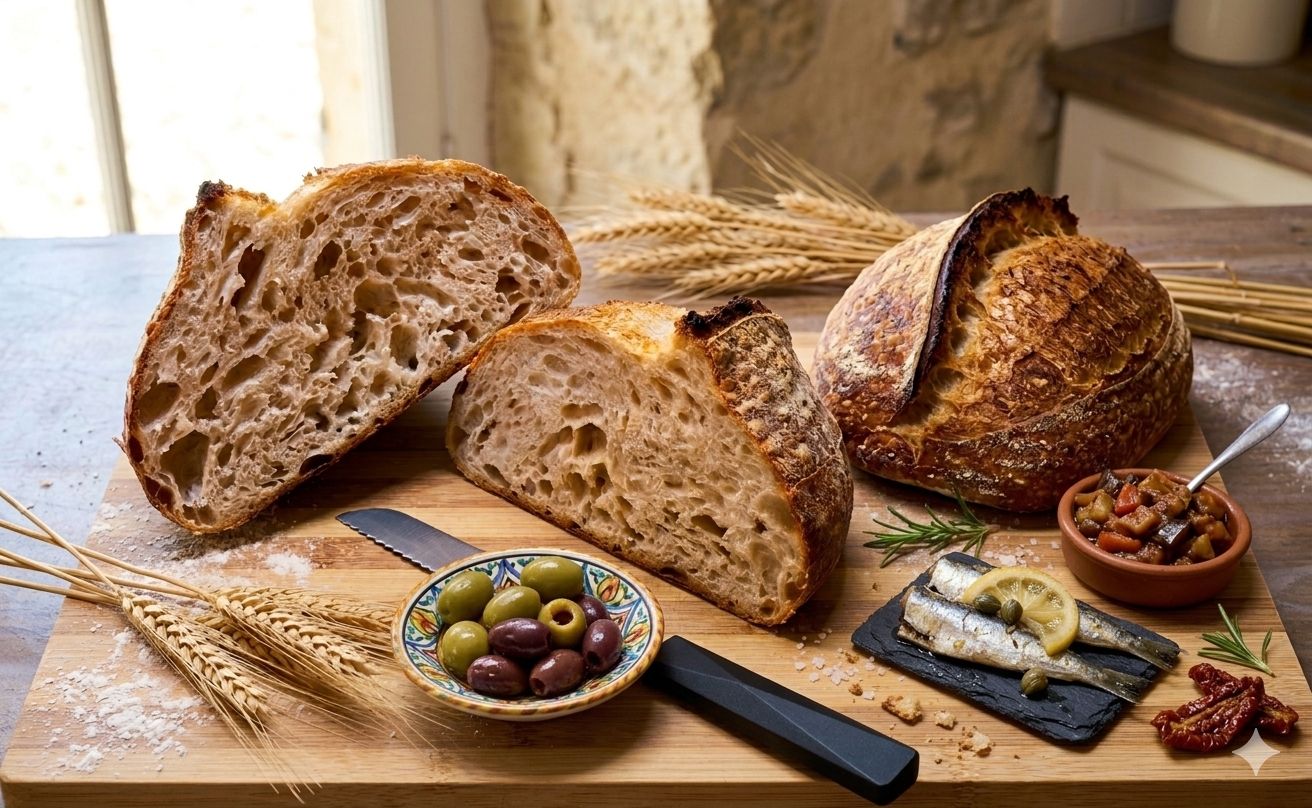 SOURDOUGH Bâtard:  PLAIN: Real Artisan Bread. (Frozen &amp; Sliced).  Gluten broken Down. Digested Slower. Feel fuller for longer. TIP: Freezing &amp; Toasting boosts Gut Health. ONLY: FLOUR, WATER, SALT, NO 