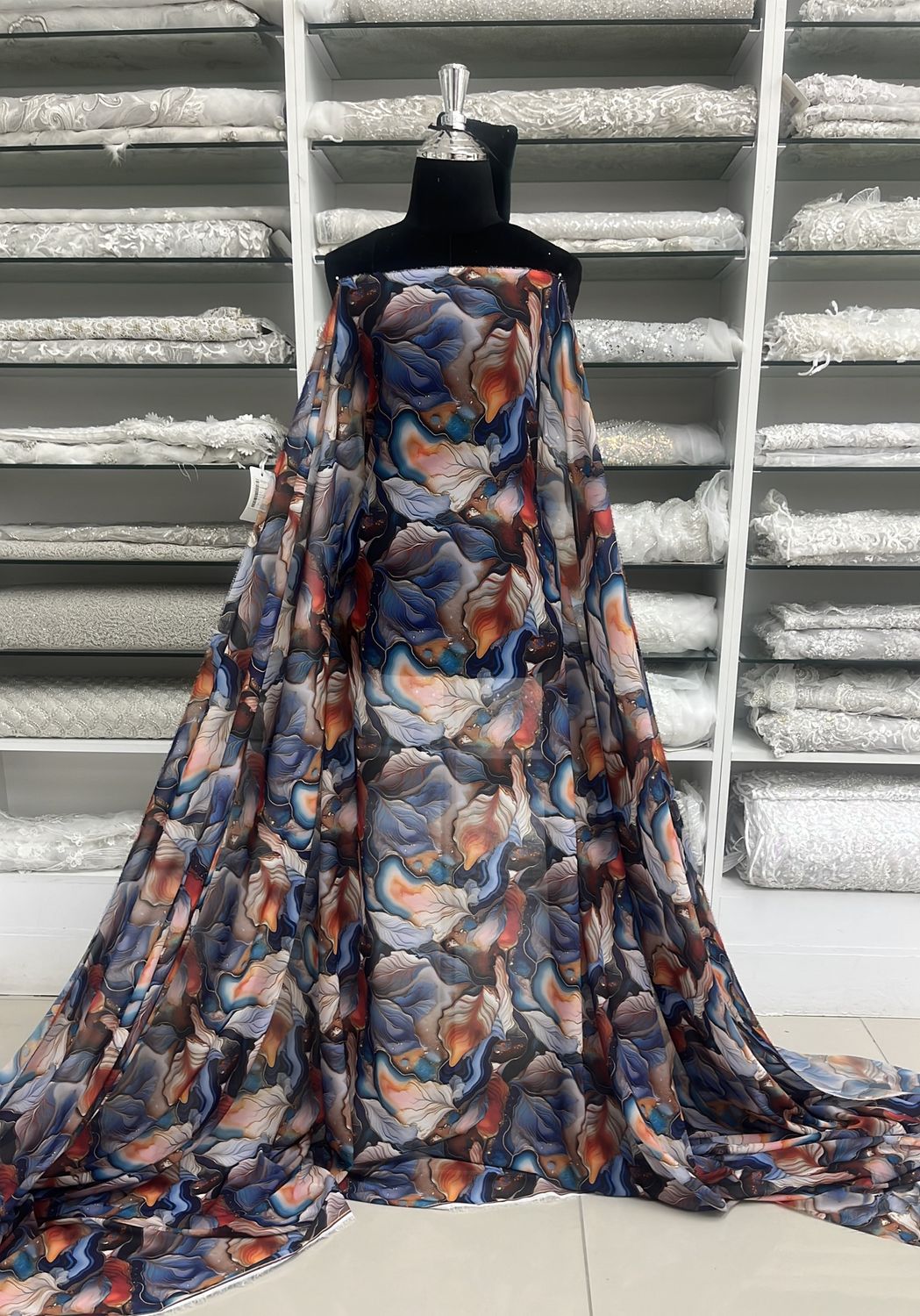 PEACH CHIFFON INKJET-(per m)-150-02-NAVY ORANGE