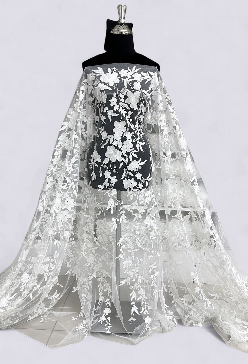 Wedding Dress Fabric Tulle Embroidery Lace-per m-137-08-OFF WHITE