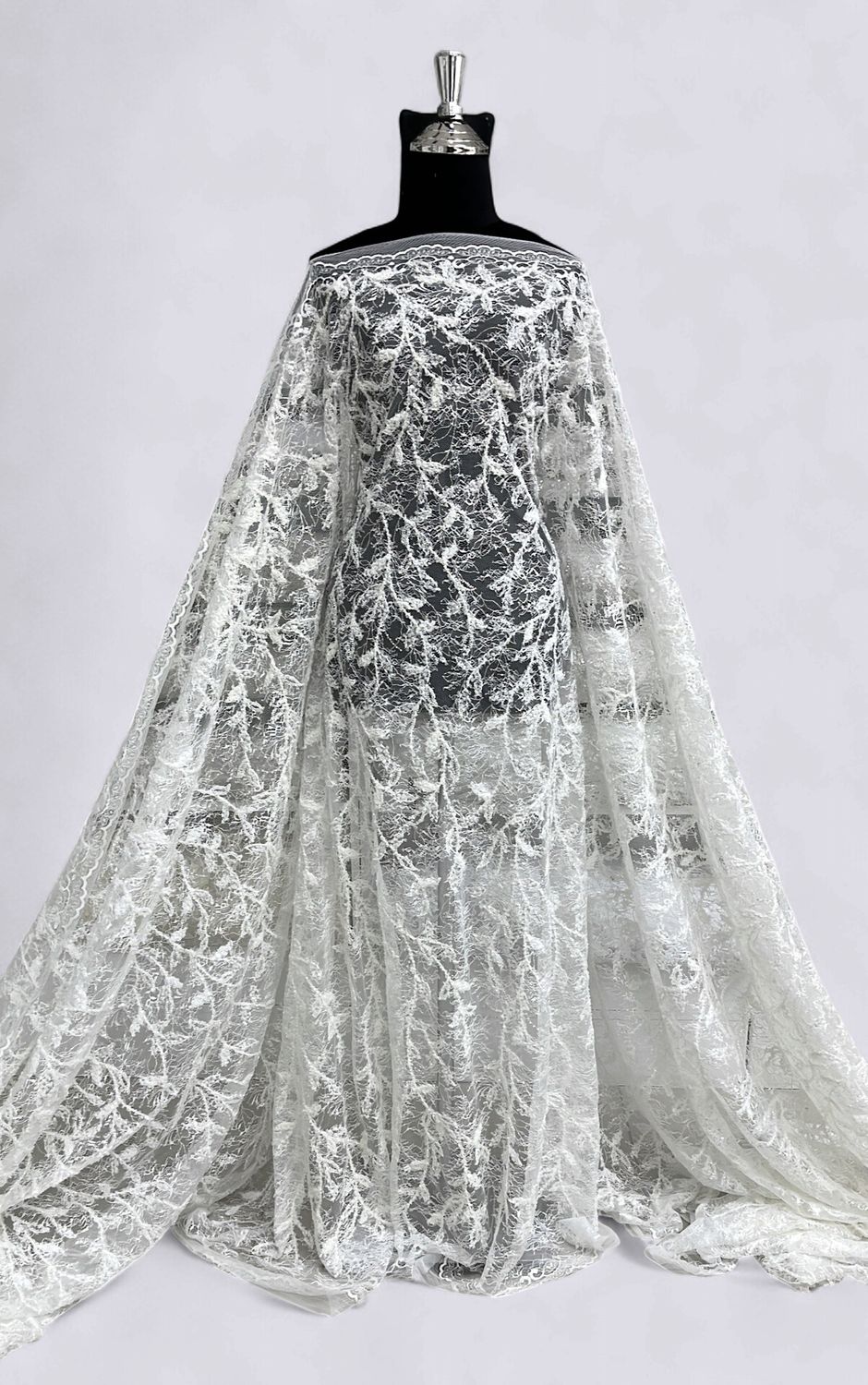 Wedding Dress Fabric Lace Embroidery with embelishments-per m-137-06-IVORY