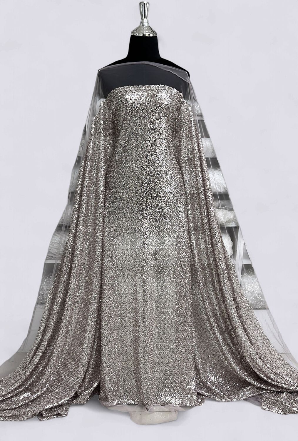 TULLE SEQUINS Evening Gown-per m-150-09-Dusty