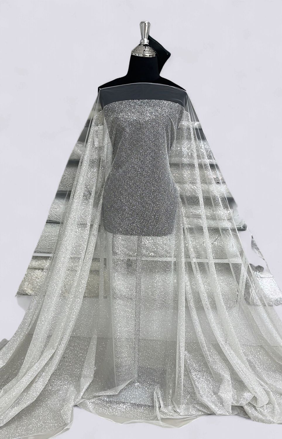 TULLE SUGAR Evening Gown-per m-150-04-SILVER