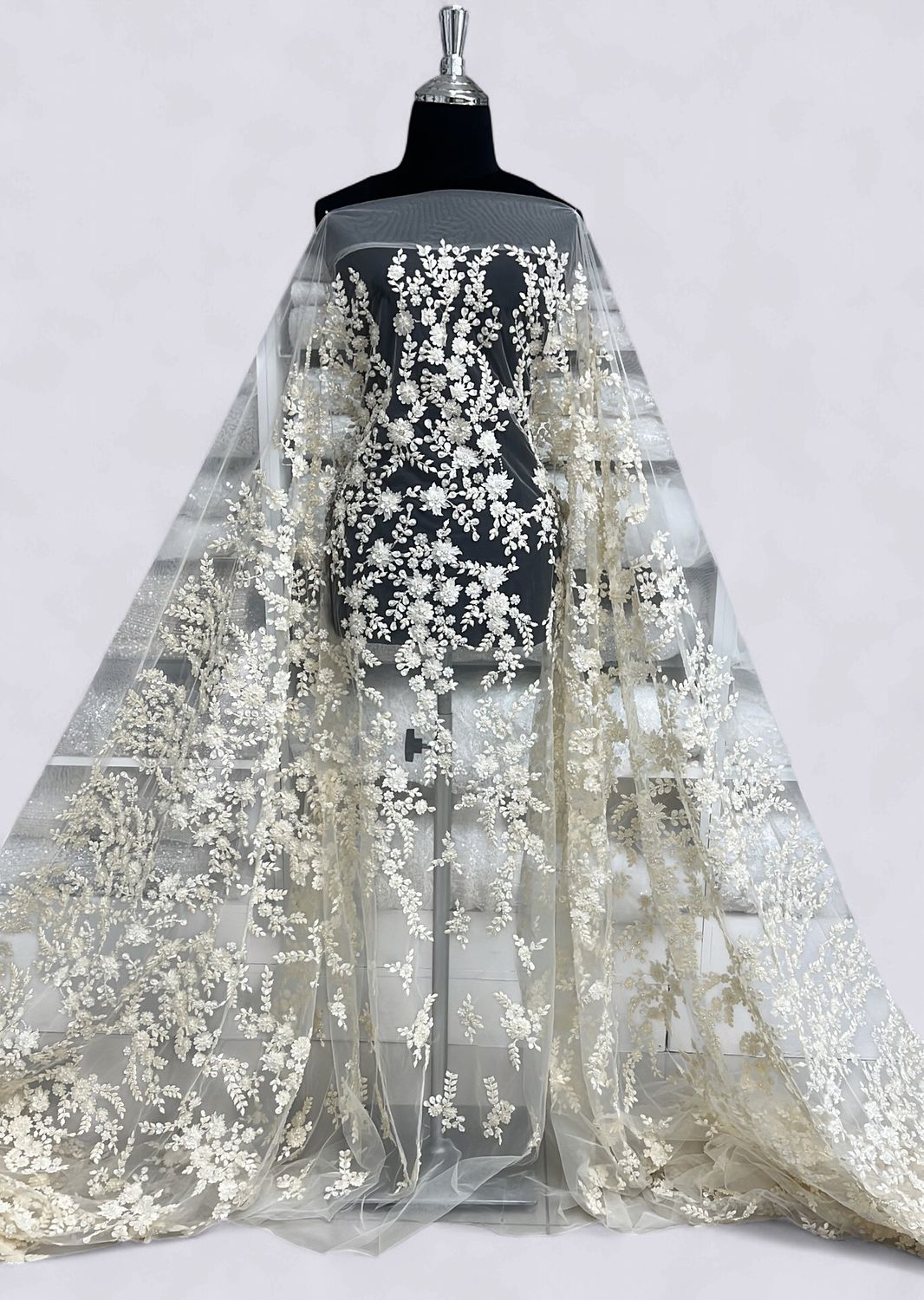 TULLE EMB BEADED APPLIQUE Evening Gown-per m-150-04-CHAMPAGNE