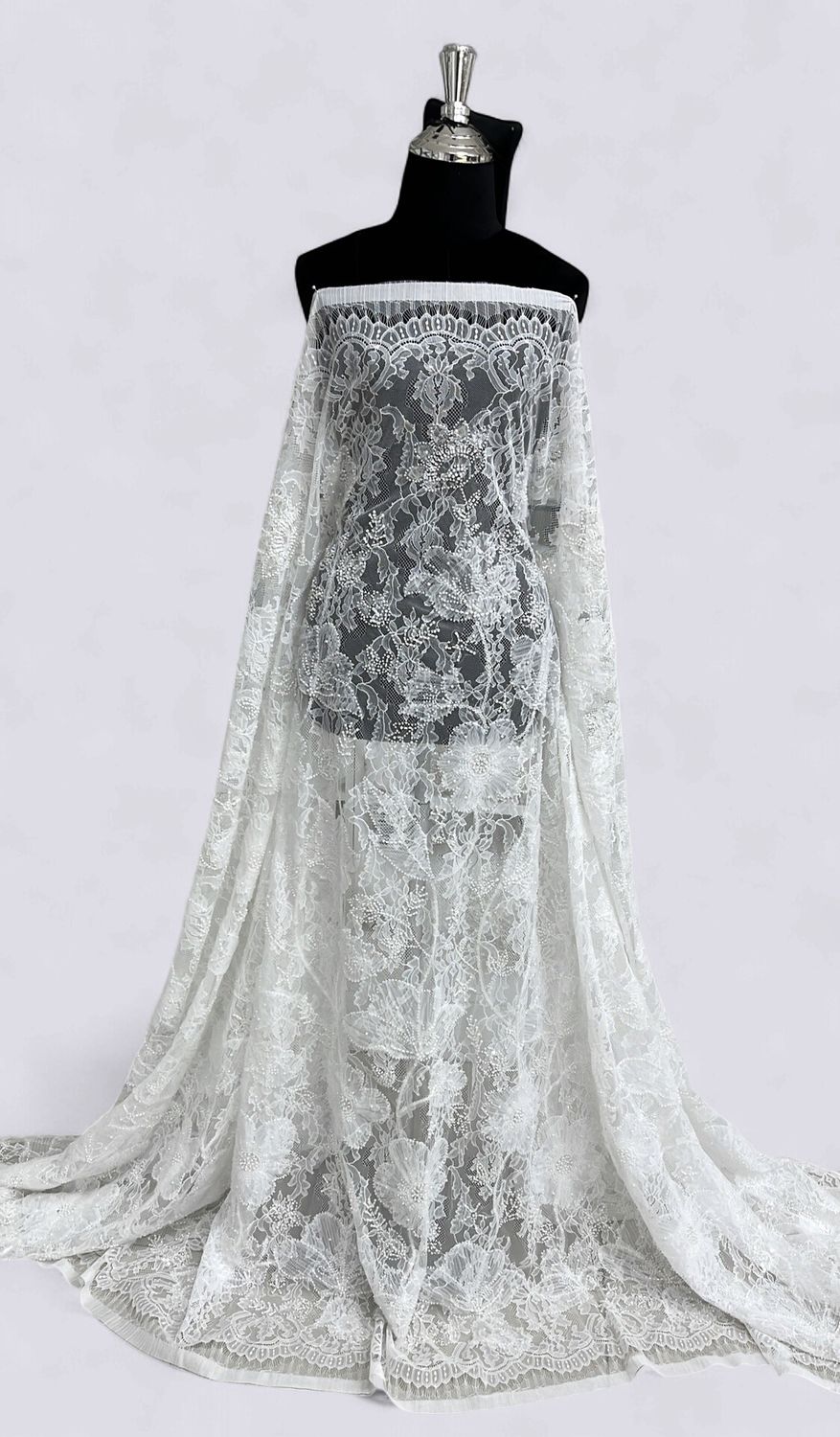 CHANTILLY LACE BEADED  Evening Gown-per m-150-01-IVORY