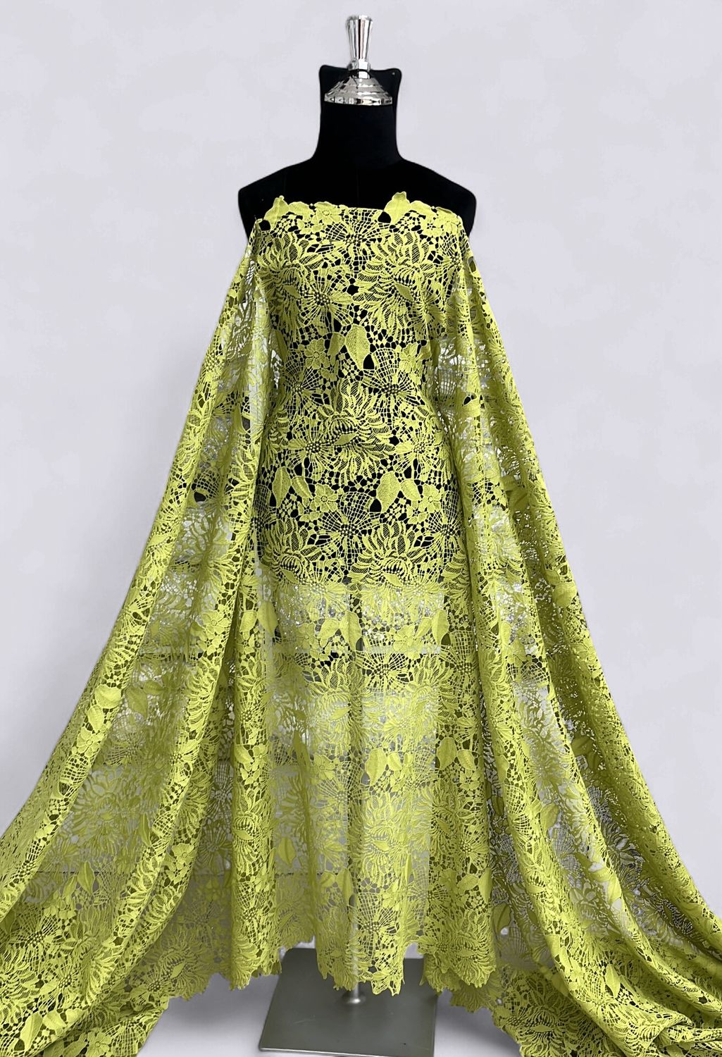 CHEMICAL LACE Evening Gown-per m-150-05-CHARTREUSE
