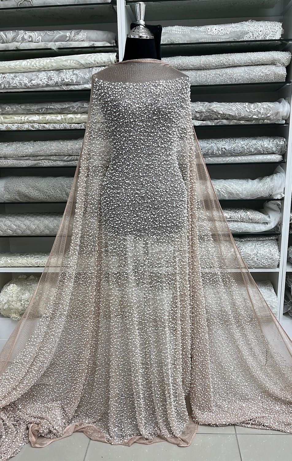 FISHNET PEARLS Evening Gown-per m-150-01-SALMON
