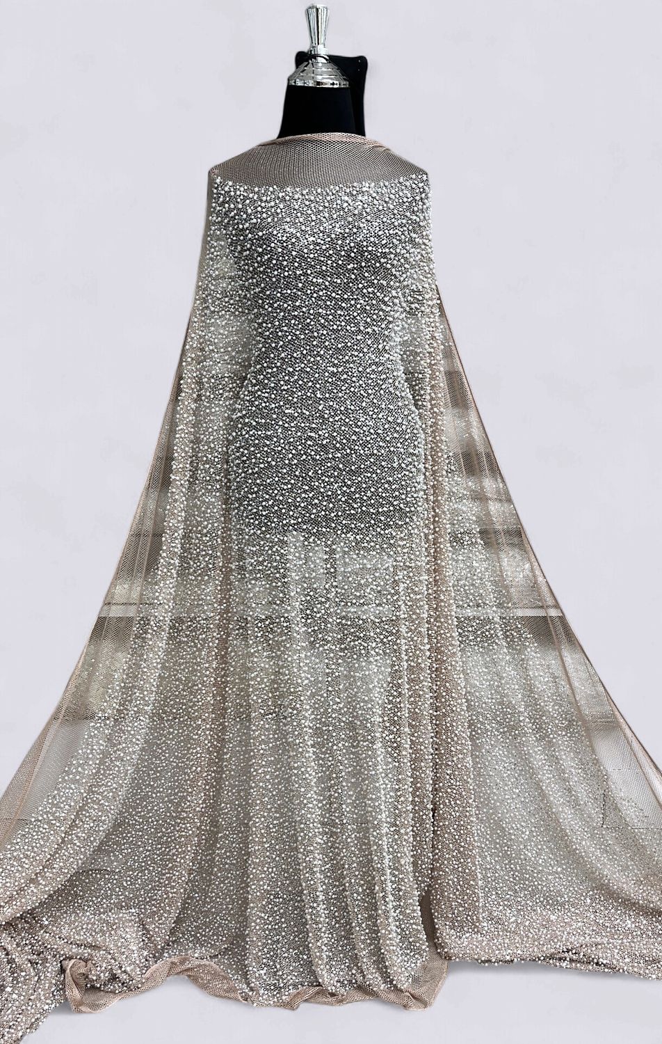 FISHNET PEARLS Evening Gown-per m-150-01-SALMON