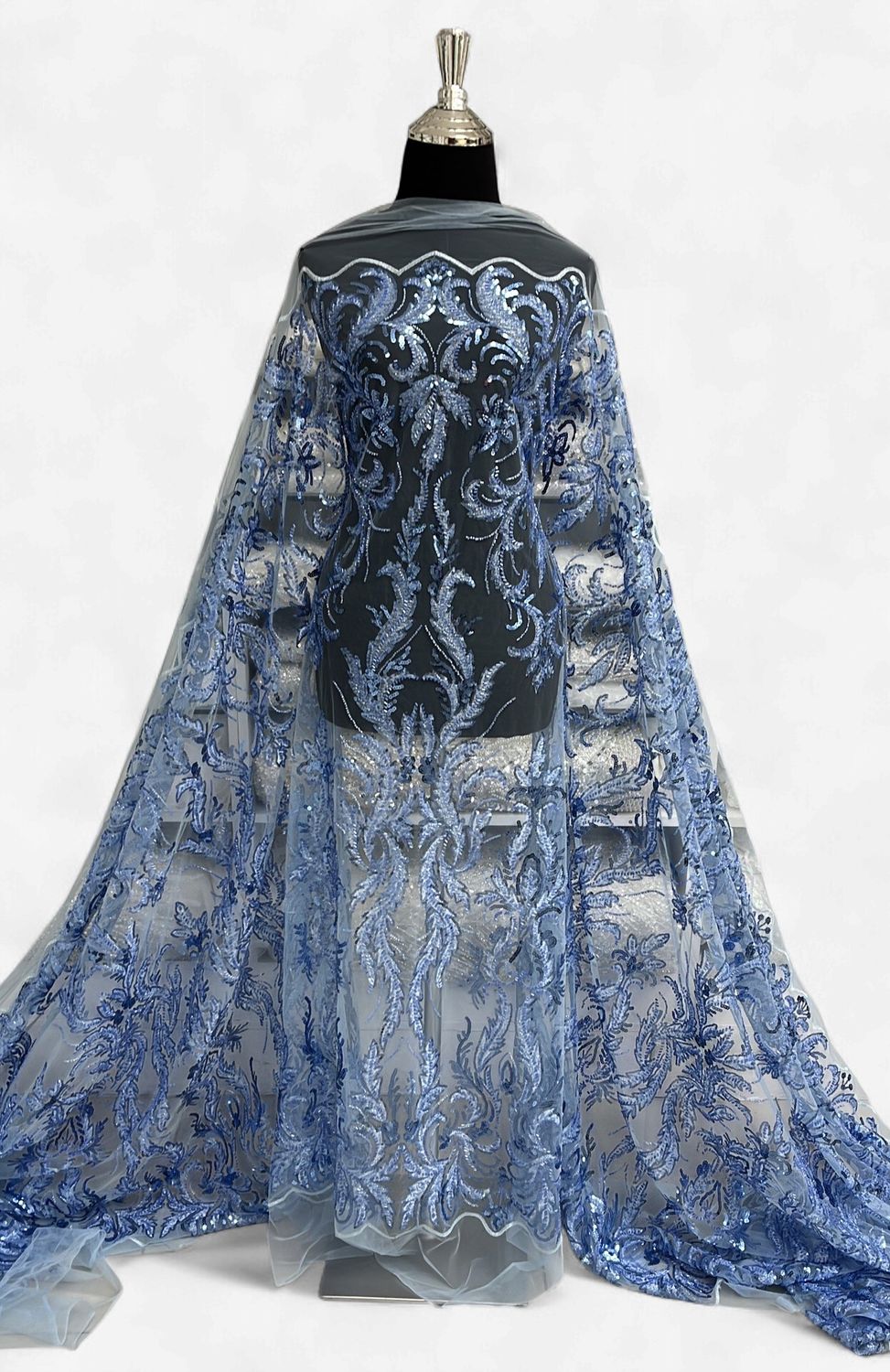 TULLE EMB BEADED Evening Gown-per m-150-07-PERIWINKLE