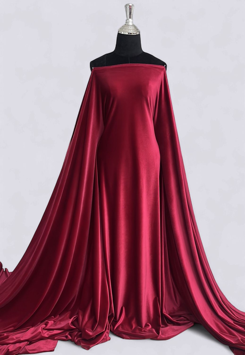 STRETCH VELVET Evening Gown-per m-150-21-CERISE